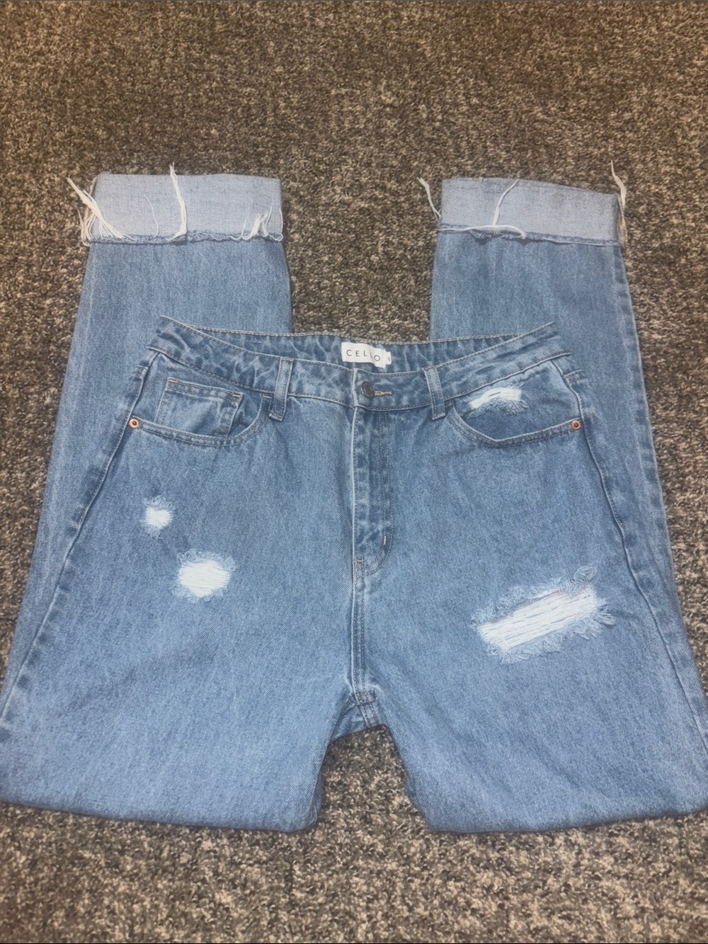 Cello Light Blue Relaxed Fit Distressed Jeans